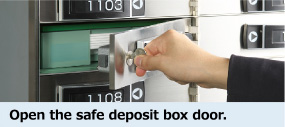 Open the safe deposit box door.